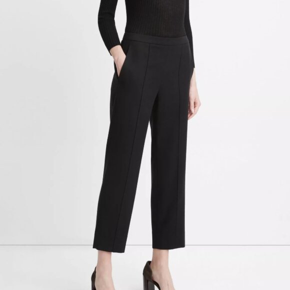 New Vince Italian Flannel Wool Blend Mid-Rise Easy Pull-On Pant in Black size XS - Picture 1 of 16